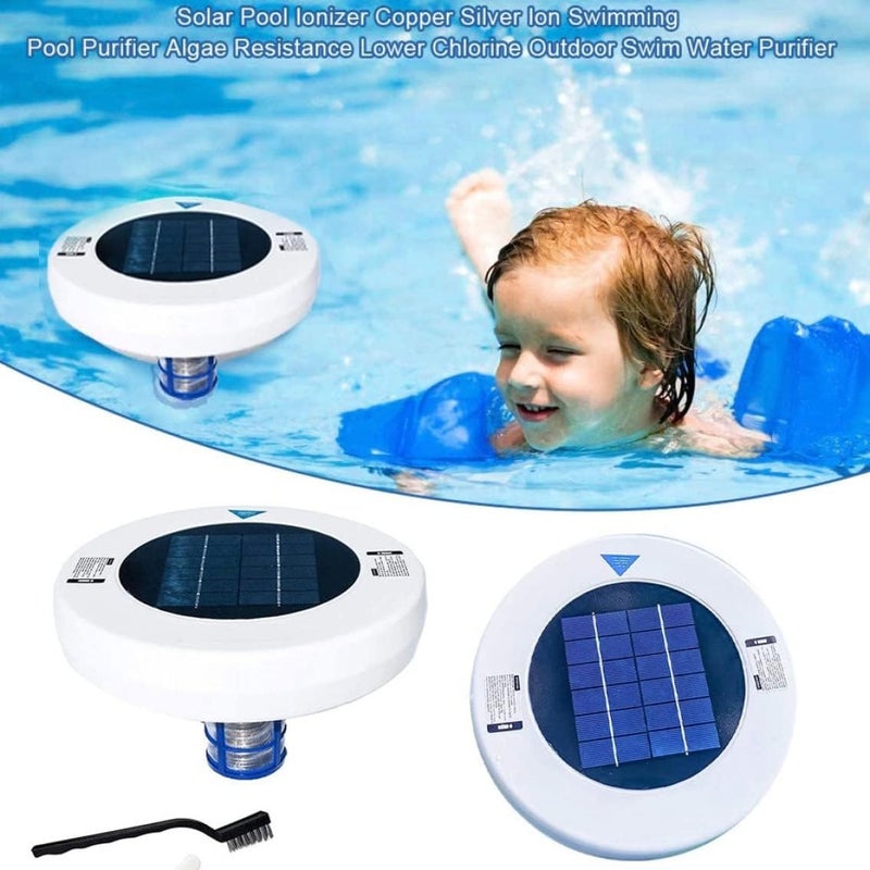 woobles Swimming Pool Water Purifier, Solar Pool Ionizer with Cleaning Brush, Copper Silver Ion Cleaner, Pool Clarifier Tool Set for Outdoor Indoor Swimming Pools - Image 3
